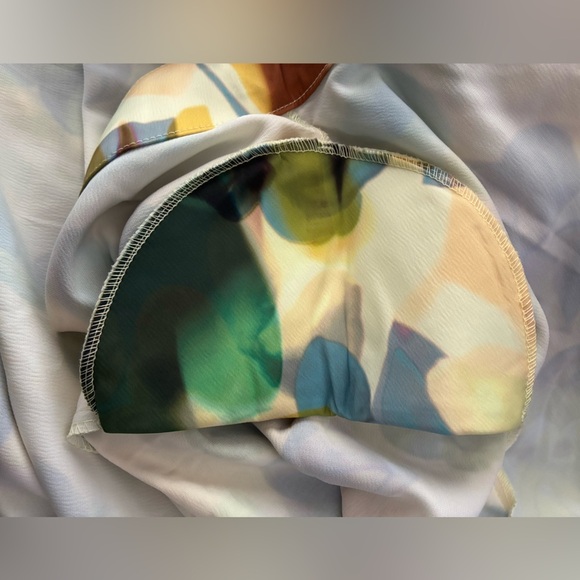 🆕Eloquii Satin Yellow and Green Sheath Dress with Bishop Sleeves 16🆕 - Picture 14 of 15